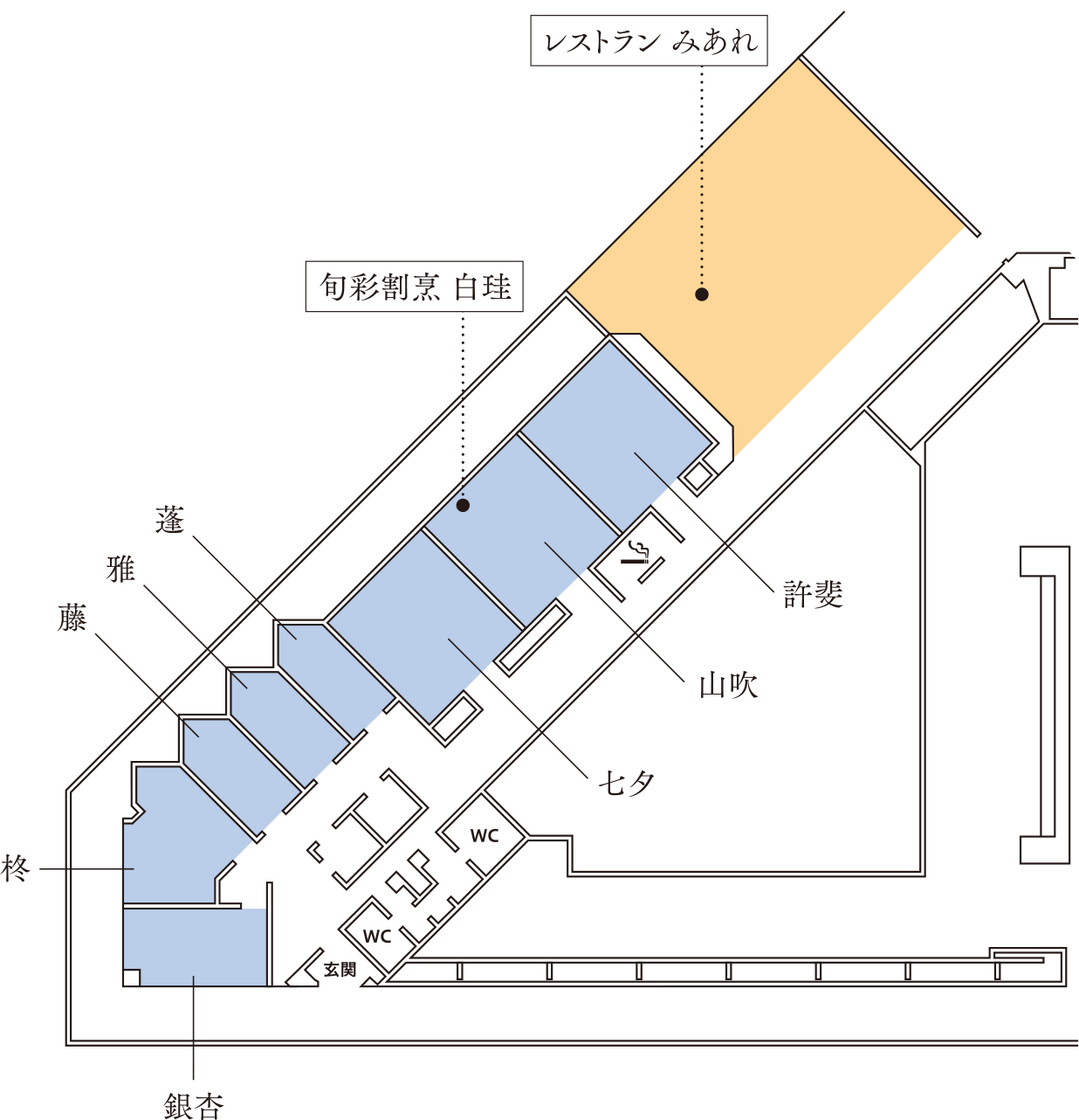 旬彩割烹 白珪（部屋配置マップ）